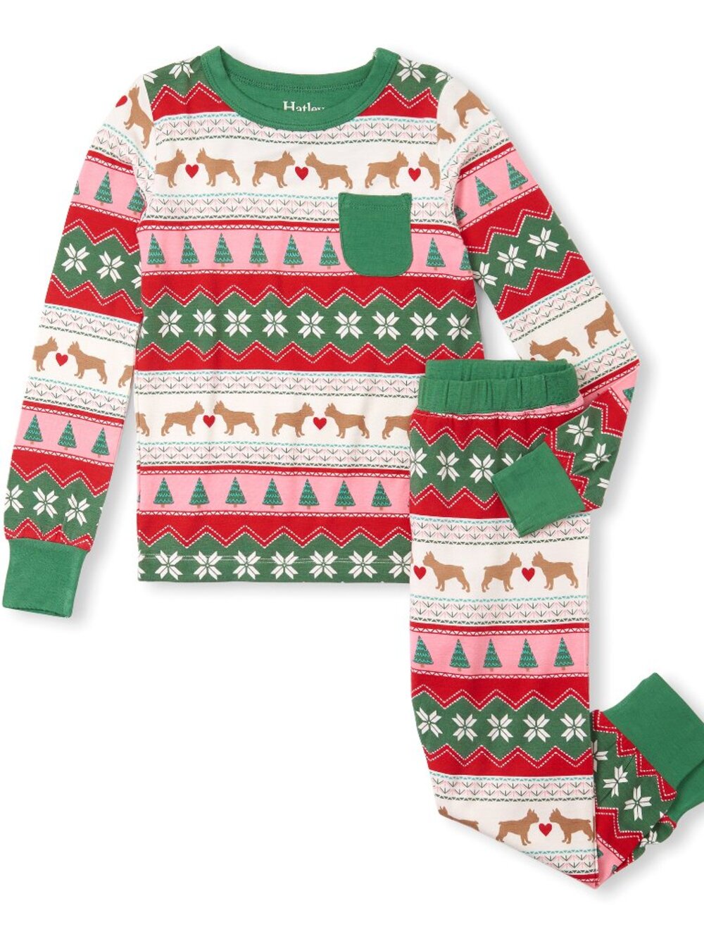 Share HATLEY NWT Bamboo Puppy Hearts Fair Isle Pajamas Sz 7